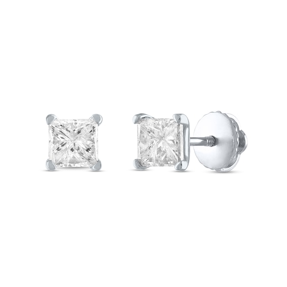 1/4 CT. T.w. Certified Princess-Cut Diamond Solitaire Stud Earrings in 14K White Gold (I/I1)