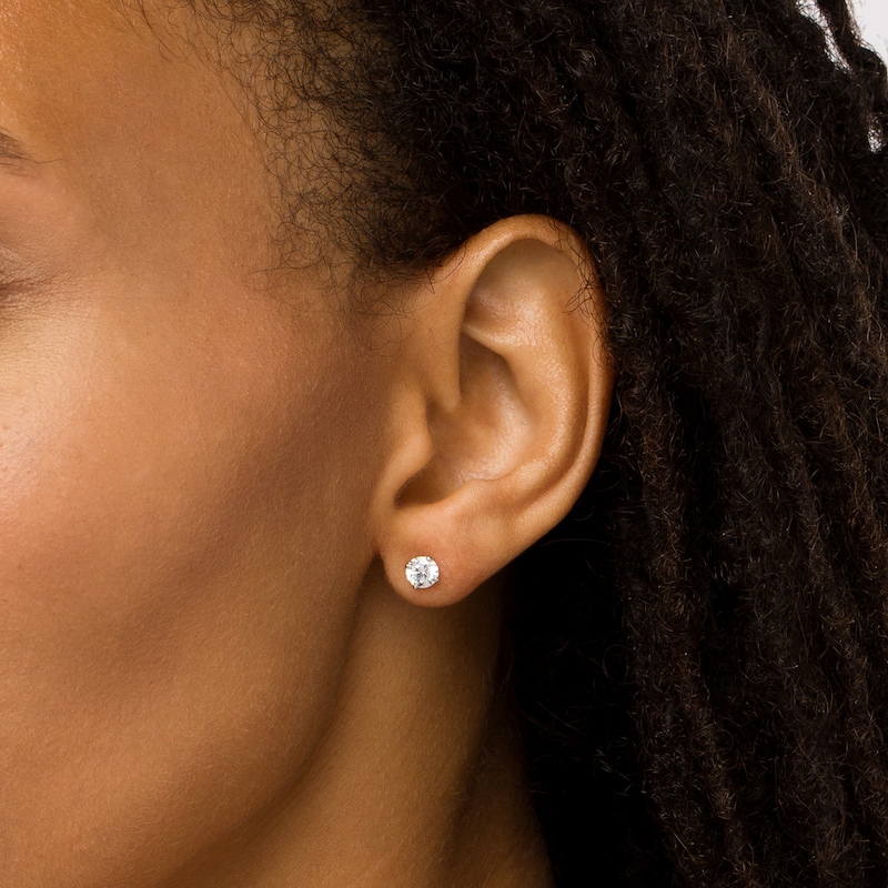 Main Image 2 of 1 CT. T.W. Certified Diamond Solitaire Stud Earrings in 14K White Gold (I/I1)