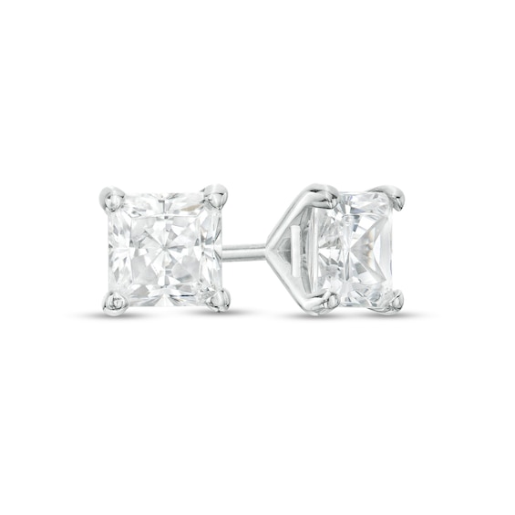 1 CT. T.w. Certified Princess-Cut Diamond Solitaire Stud Earrings in 14K White Gold (I/I1)