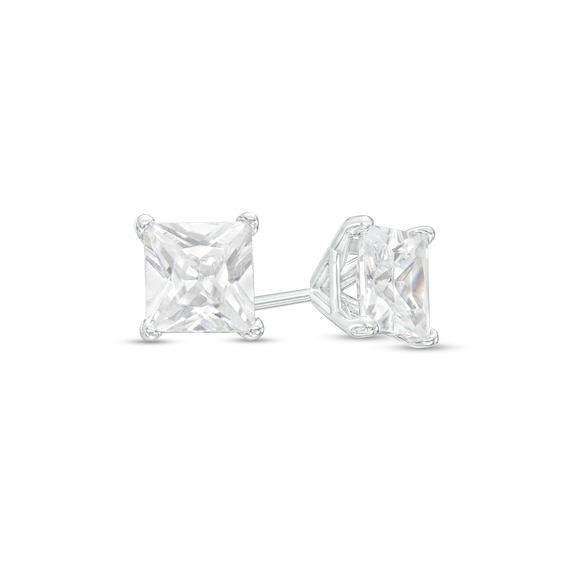 1-1/2 CT. T.w. Certified Princess-Cut Diamond Solitaire Stud Earrings in 14K White Gold (I/I1)