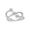 Thumbnail Image 1 of 1/2 CT. T.W. Composite Diamond Flower Triple Row Open Ring in 10K White Gold