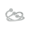 Thumbnail Image 0 of 1/2 CT. T.W. Composite Diamond Flower Triple Row Open Ring in 10K White Gold