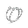 Thumbnail Image 3 of 1/2 CT. T.W. Composite Diamond Flower Triple Row Open Ring in 10K White Gold