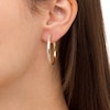 Thumbnail Image 2 of 1/3 CT. T.W. Diamond Double Row Hoop Earrings in 10K Gold