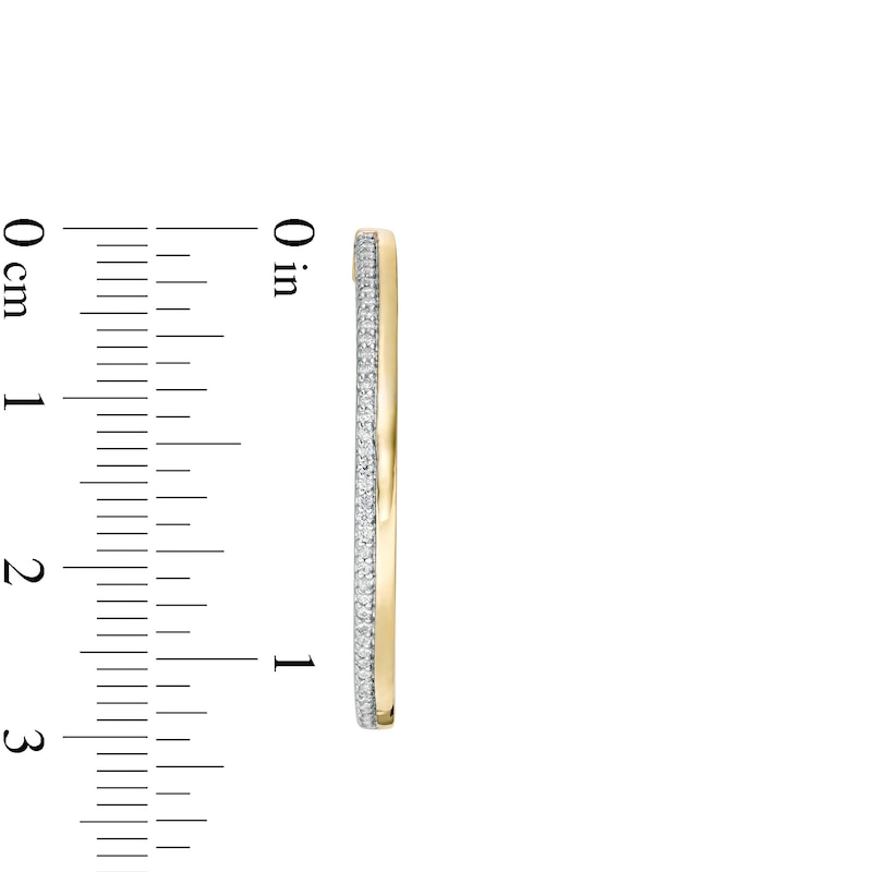 Main Image 3 of 1/3 CT. T.W. Diamond Double Row Hoop Earrings in 10K Gold