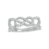 Thumbnail Image 1 of 1/4 CT. T.W. Diamond Infinity Pretzel Knot Split Shank Ring in 10K White Gold