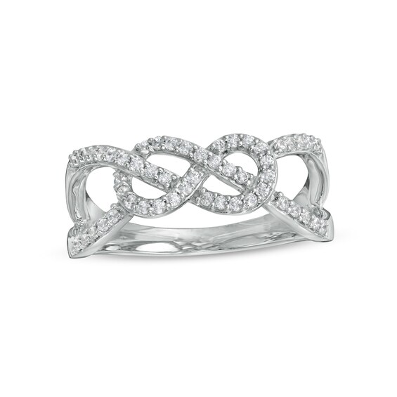 1/4 CT. T.w. Diamond Infinity Pretzel Knot Split Shank Ring in 10K White Gold