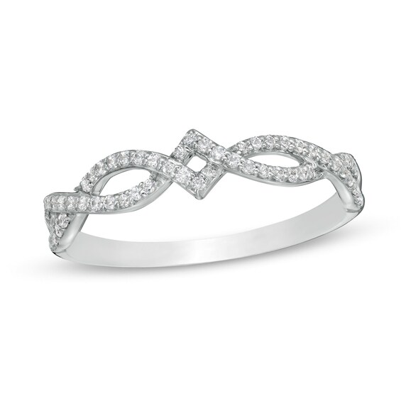 1/5 CT. T.w. Diamond Twist Ring in 10K White Gold
