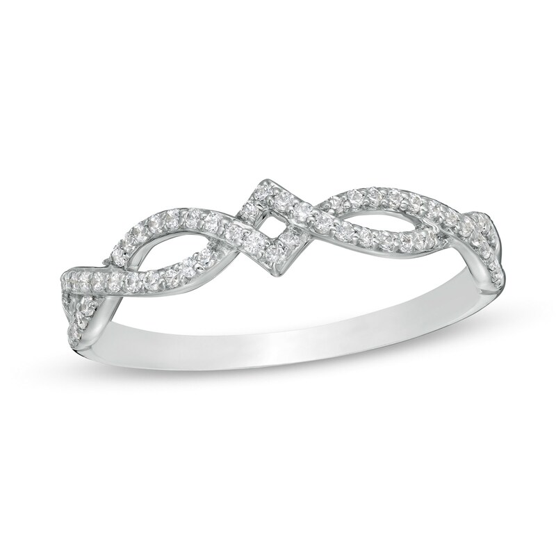 Main Image 1 of 1/5 CT. T.W. Diamond Twist Ring in 10K White Gold