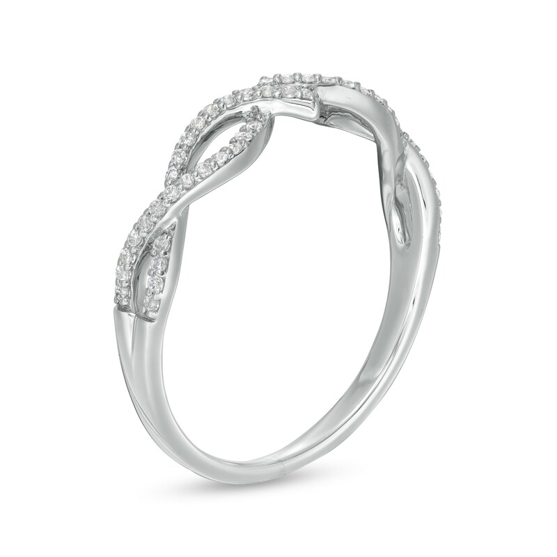 Main Image 3 of 1/5 CT. T.W. Diamond Twist Ring in 10K White Gold