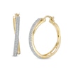 Thumbnail Image 0 of 1/2 CT. T.W. Diamond Crossover Hoop Earrings in 10K Gold