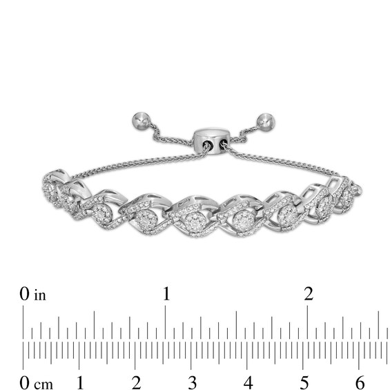 1/2 CT. T.w. Diamond Wave Bolo Bracelet in Sterling Silver â 9.5"