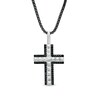 Thumbnail Image 1 of Vera Wang Men 3/4 CT. T.W. Black Enhanced Diamond Border Cross Pendant in Sterling Silver and Black Rhodium - 22"