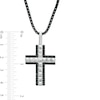 Thumbnail Image 3 of Vera Wang Men 3/4 CT. T.W. Black Enhanced Diamond Border Cross Pendant in Sterling Silver and Black Rhodium - 22"