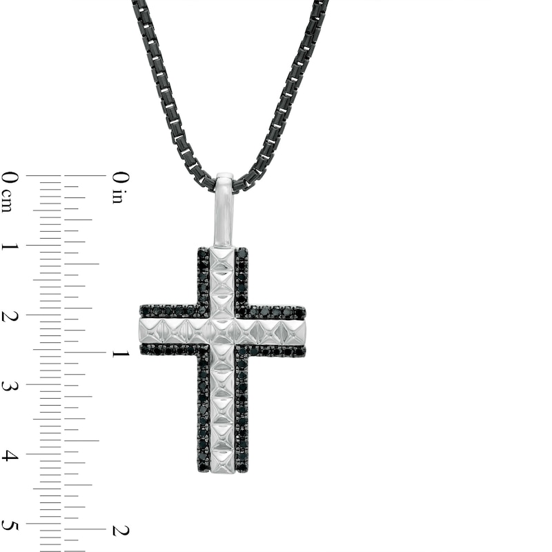 Main Image 3 of Vera Wang Men 3/4 CT. T.W. Black Enhanced Diamond Border Cross Pendant in Sterling Silver and Black Rhodium - 22"