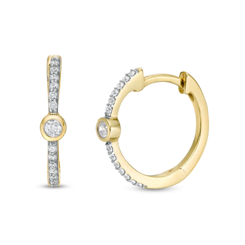 1/6 CT. T.W. Diamond Hoop Earrings in 10K Gold