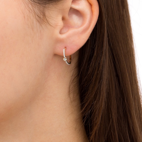 1/6 CT. T.w. Diamond Hoop Earrings in 10K Gold