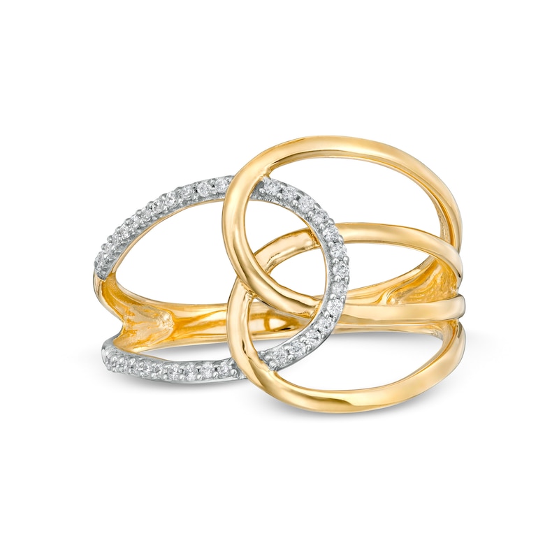 Main Image 1 of 1/10 CT. T.W. Diamond Interlocking Loop Ring in 10K Gold