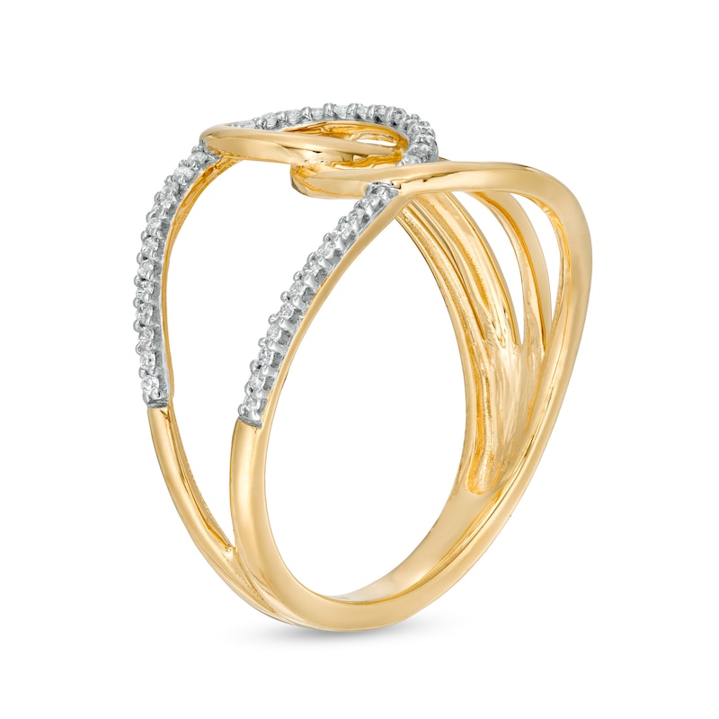 Main Image 3 of 1/10 CT. T.W. Diamond Interlocking Loop Ring in 10K Gold