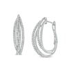 Thumbnail Image 1 of 1 CT. T.W. Diamond Multi-Row Hoop Earrings in 10K White Gold