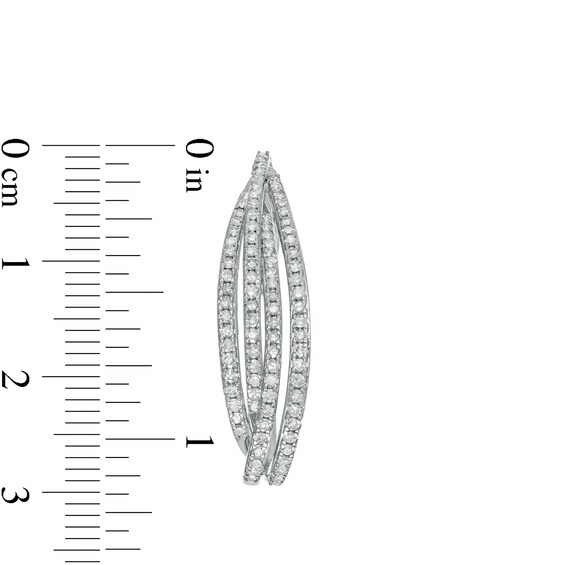 1 CT. T.w. Diamond Multi-Row Hoop Earrings in 10K White Gold