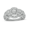 Thumbnail Image 1 of 1 CT. T.W. Diamond Frame Past Present Future® Scallop Edge Vintage-Style Engagement Ring in 10K White Gold