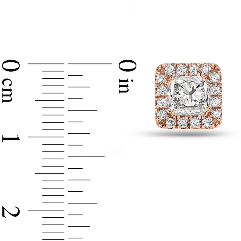 1-1/4 CT. T.W. Princess-Cut Diamond Frame Stud Earrings in 10K Rose Gold