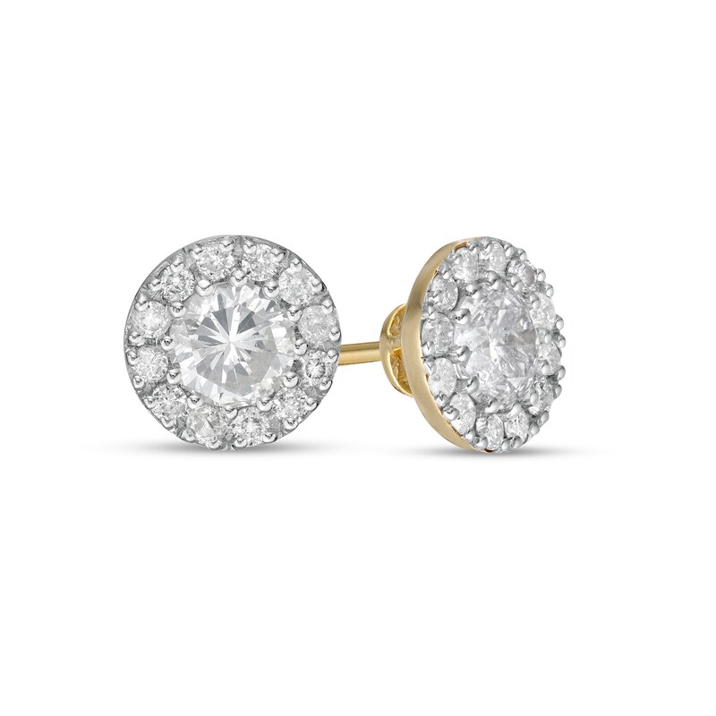 Main Image 1 of 7/8 CT. T.W. Diamond Frame Stud Earrings in 10K Gold (K/I3)