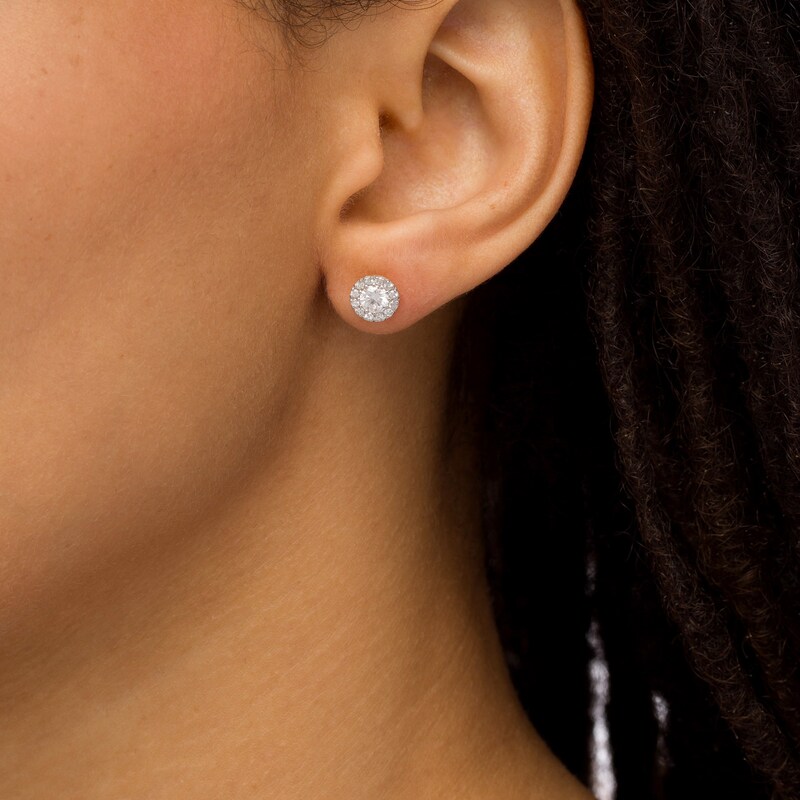 Main Image 2 of 7/8 CT. T.W. Diamond Frame Stud Earrings in 10K Gold (K/I3)