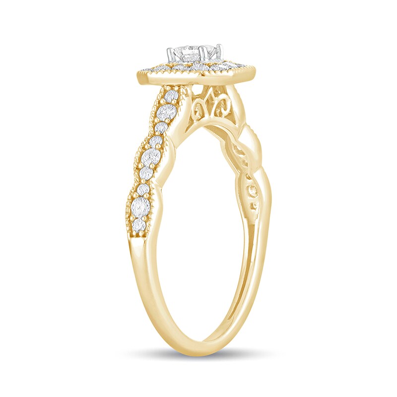 1/2 CT. T.W. Princess-Cut Diamond Octagonal Frame Vintage-Style Engagement Ring in 10K Gold