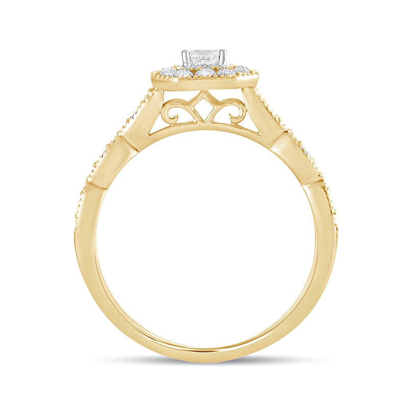 1/2 CT. T.W. Princess-Cut Diamond Octagonal Frame Vintage-Style Engagement Ring in 10K Gold