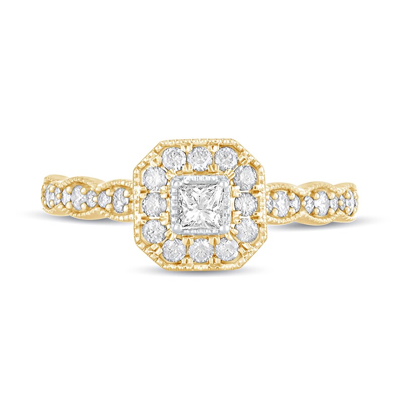 1/2 CT. T.W. Princess-Cut Diamond Octagonal Frame Vintage-Style Engagement Ring in 10K Gold