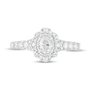 Thumbnail Image 4 of 1 CT. T.W. Oval Diamond Scallop Frame Vintage-Style Engagement Ring in 14K White Gold