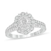 Thumbnail Image 1 of 1 CT. T.W. Oval Diamond Double Scallop Frame Vintage-Style Engagement Ring in 14K White Gold