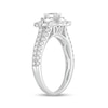 Thumbnail Image 2 of 1 CT. T.W. Oval Diamond Double Scallop Frame Vintage-Style Engagement Ring in 14K White Gold