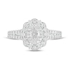 Thumbnail Image 4 of 1 CT. T.W. Oval Diamond Double Scallop Frame Vintage-Style Engagement Ring in 14K White Gold