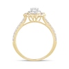 Thumbnail Image 3 of 1 CT. T.W. Oval Diamond Double Scallop Frame Vintage-Style Engagement Ring in 14K Gold