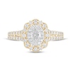 Thumbnail Image 4 of 1 CT. T.W. Oval Diamond Double Scallop Frame Vintage-Style Engagement Ring in 14K Gold