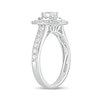 Thumbnail Image 2 of 1 CT. T.W. Oval Diamond Double Frame Vintage-Style Engagement Ring in 14K White Gold