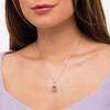 Thumbnail Image 2 of Pear-Shaped Swiss Blue Topaz and White Lab-Created Sapphire Double Loop Open Frame Teardrop Pendant in Sterling Silver