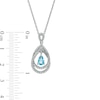 Thumbnail Image 3 of Pear-Shaped Swiss Blue Topaz and White Lab-Created Sapphire Double Loop Open Frame Teardrop Pendant in Sterling Silver