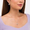 Thumbnail Image 2 of Oval White Lab-Created Sapphire Dangle Open Frame Vintage-Style Drop Pendant and Earrings Set in Sterling Silver