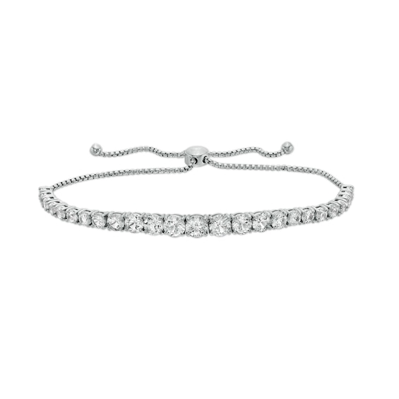 White Lab-Created Sapphire Graduated Line Bolo Bracelet in Sterling Silver - 9"