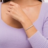 Thumbnail Image 2 of White Lab-Created Sapphire Graduated Line Bolo Bracelet in Sterling Silver - 9"