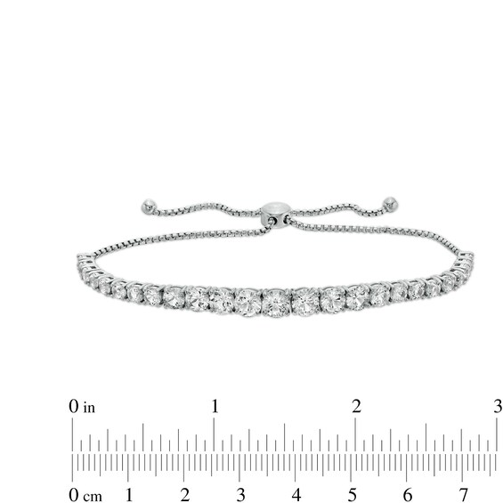 White Lab-Created Sapphire Graduated Line Bolo Bracelet in Sterling Silver - 9"