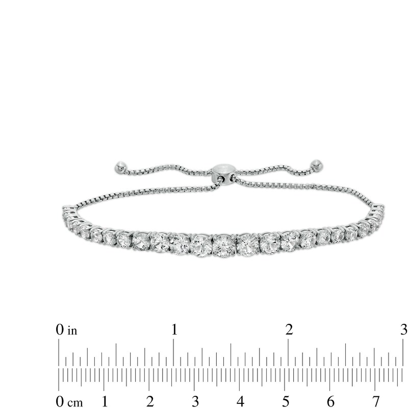 Main Image 3 of White Lab-Created Sapphire Graduated Line Bolo Bracelet in Sterling Silver - 9"