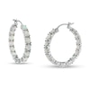 Thumbnail Image 1 of Oval Lab-Created Opal Inside-Out Hoop Earrings in Sterling Silver