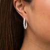 Thumbnail Image 2 of Oval Lab-Created Opal Inside-Out Hoop Earrings in Sterling Silver