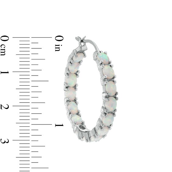 Oval Lab-Created Opal Inside-Out Hoop Earrings in Sterling Silver