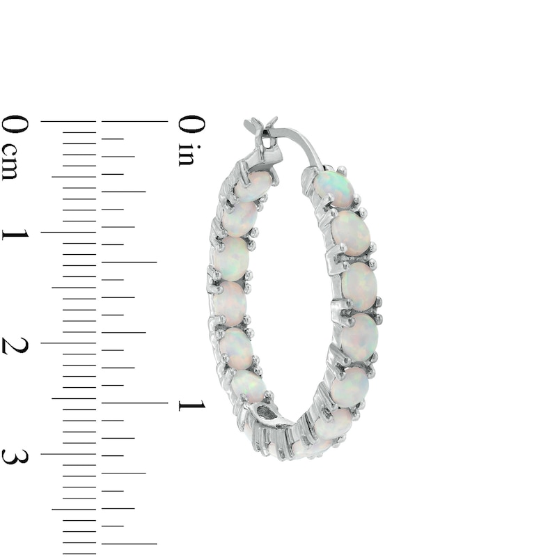 Main Image 3 of Oval Lab-Created Opal Inside-Out Hoop Earrings in Sterling Silver
